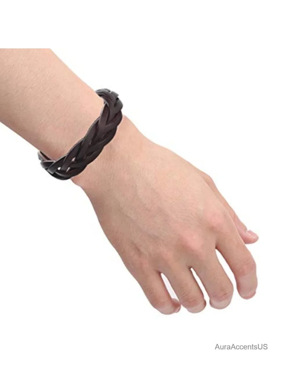 Genuine Leather Braided Cuff Bracelet Adjustable Unisex Punk Wristband
